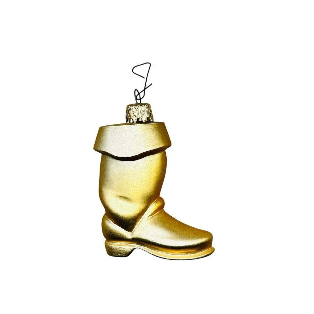 Vintage Christmas Gold Santa‎ Claus Boot Ornament Decoration
